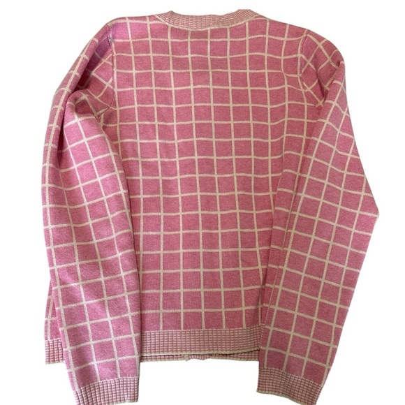 CYRUS | pink cardigan sweater pearl buttons small rayon nylon preppy office - Picture 2 of 4